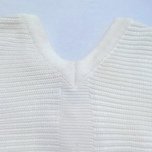 Fate Double V-Neck Lace Up Ribbed Knit White Sweater Size S - Picture 4 of 11